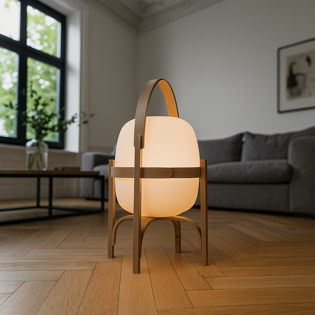 Drewniana Lampa Stołowa Z Regulowaną Jasnością – Przenośna – widok produktu 1 | Nuvira Home