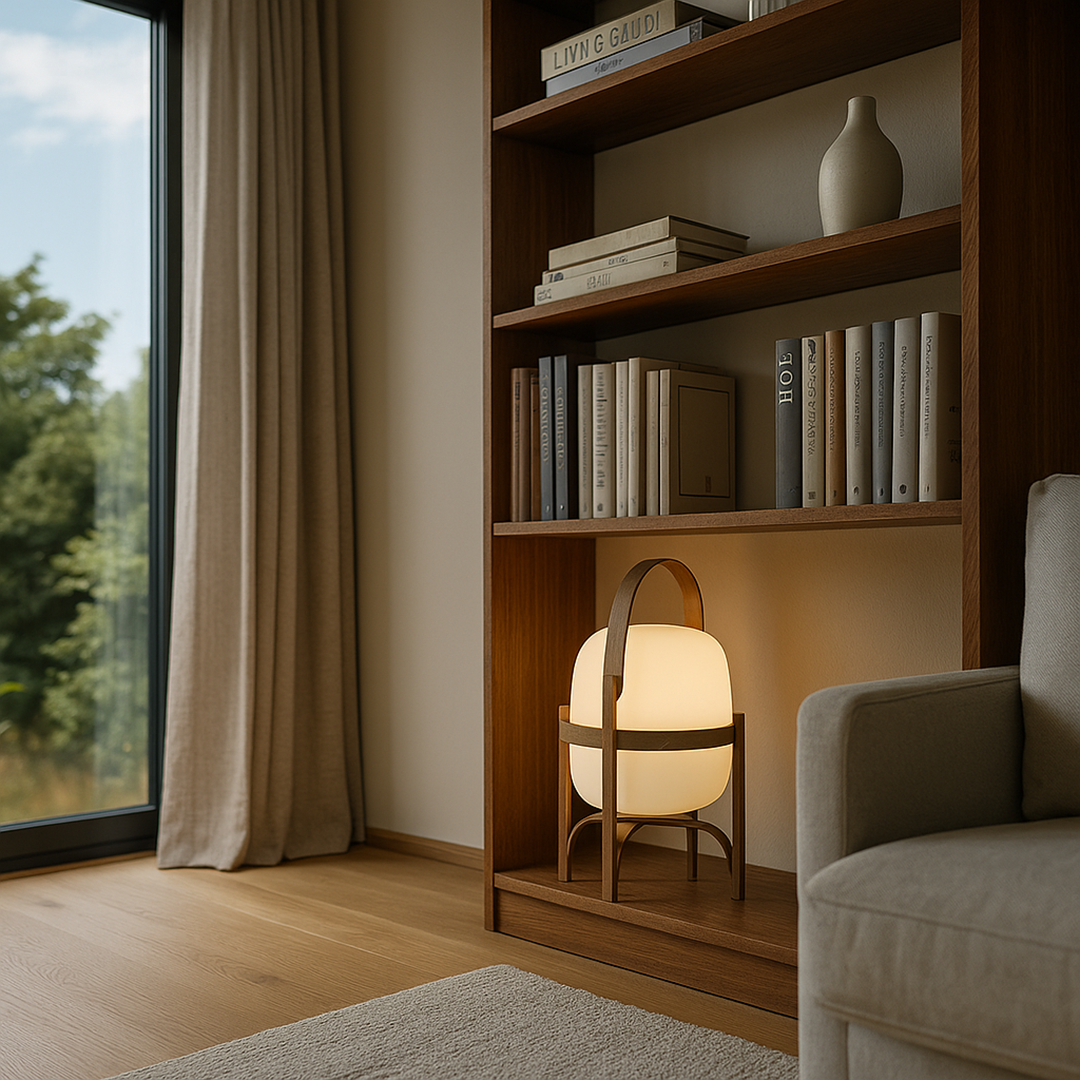 Drewniana Lampa Stołowa Z Regulowaną Jasnością – Przenośna – widok produktu 3 | Nuvira Home
