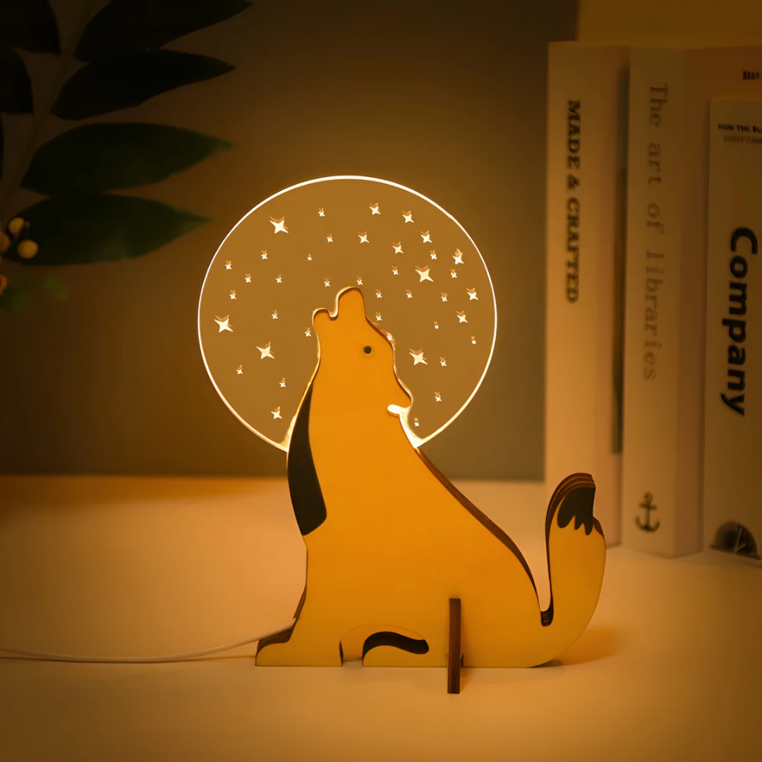 Drewniana Lampka Nocna LED w Kształcie Zwierząt – widok produktu 6 | Nuvira Home
