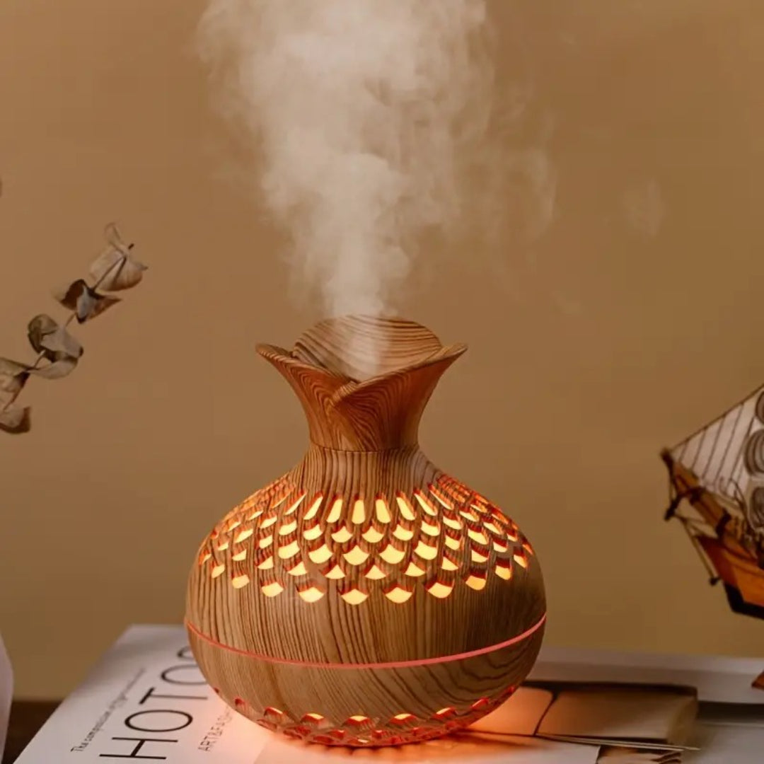 Drewniany ultradźwiękowy dyfuzor aromatu – widok produktu 1 | Nuvira Home