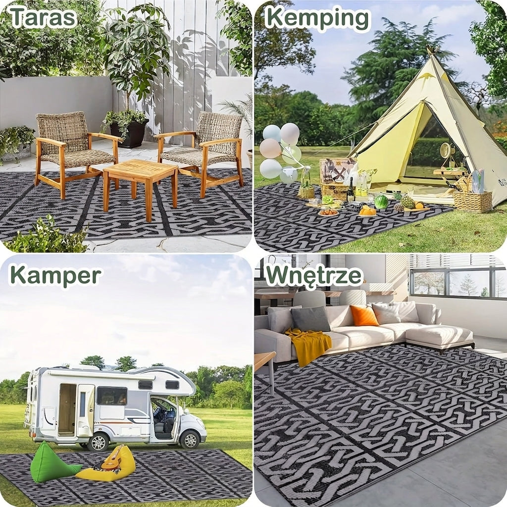 Dywan zewnętrzny: taras, kemping, kamper, wnętrze