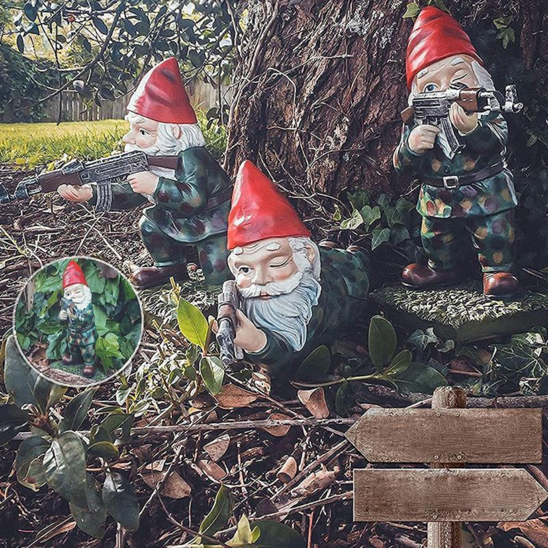 Figurka Ogrodowa Krasnal w Stroju Wojskowym – widok produktu 9 | Nuvira Home