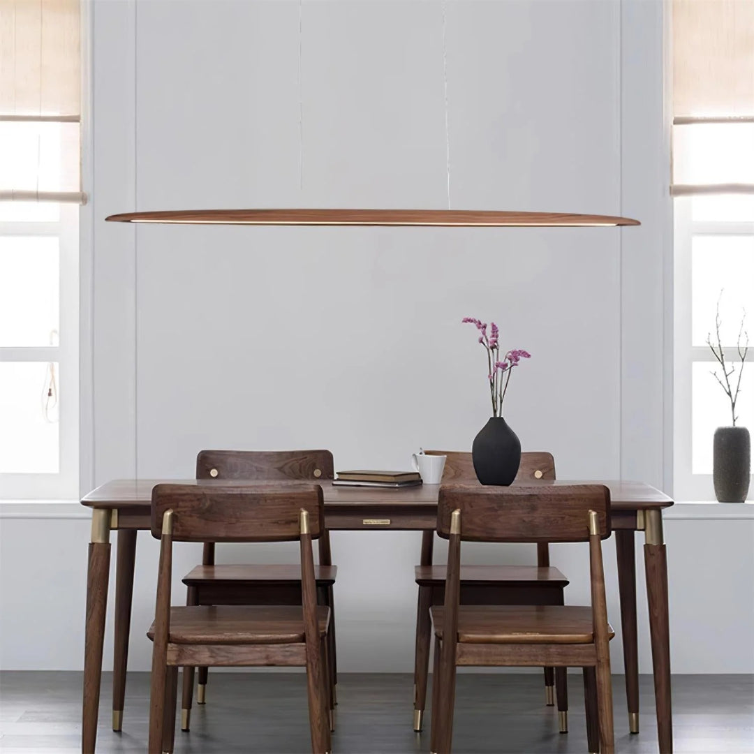 Japandi drewniana liniowa lampa wisząca – widok produktu 5 | Nuvira Home