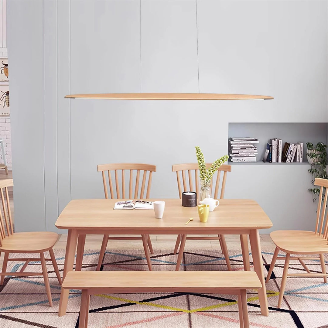 Japandi drewniana liniowa lampa wisząca – widok produktu 8 | Nuvira Home