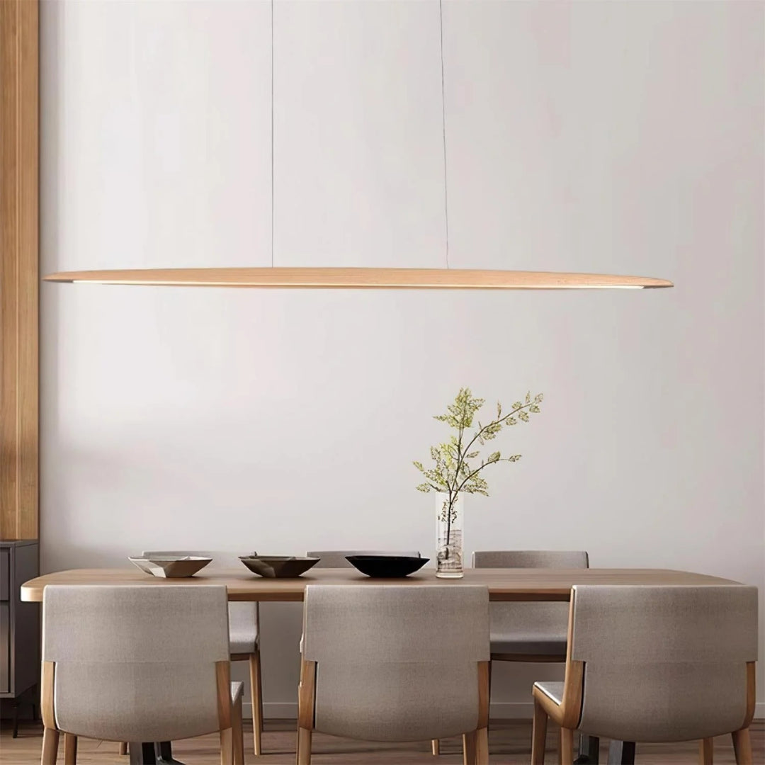 Japandi drewniana liniowa lampa wisząca – widok produktu 9 | Nuvira Home