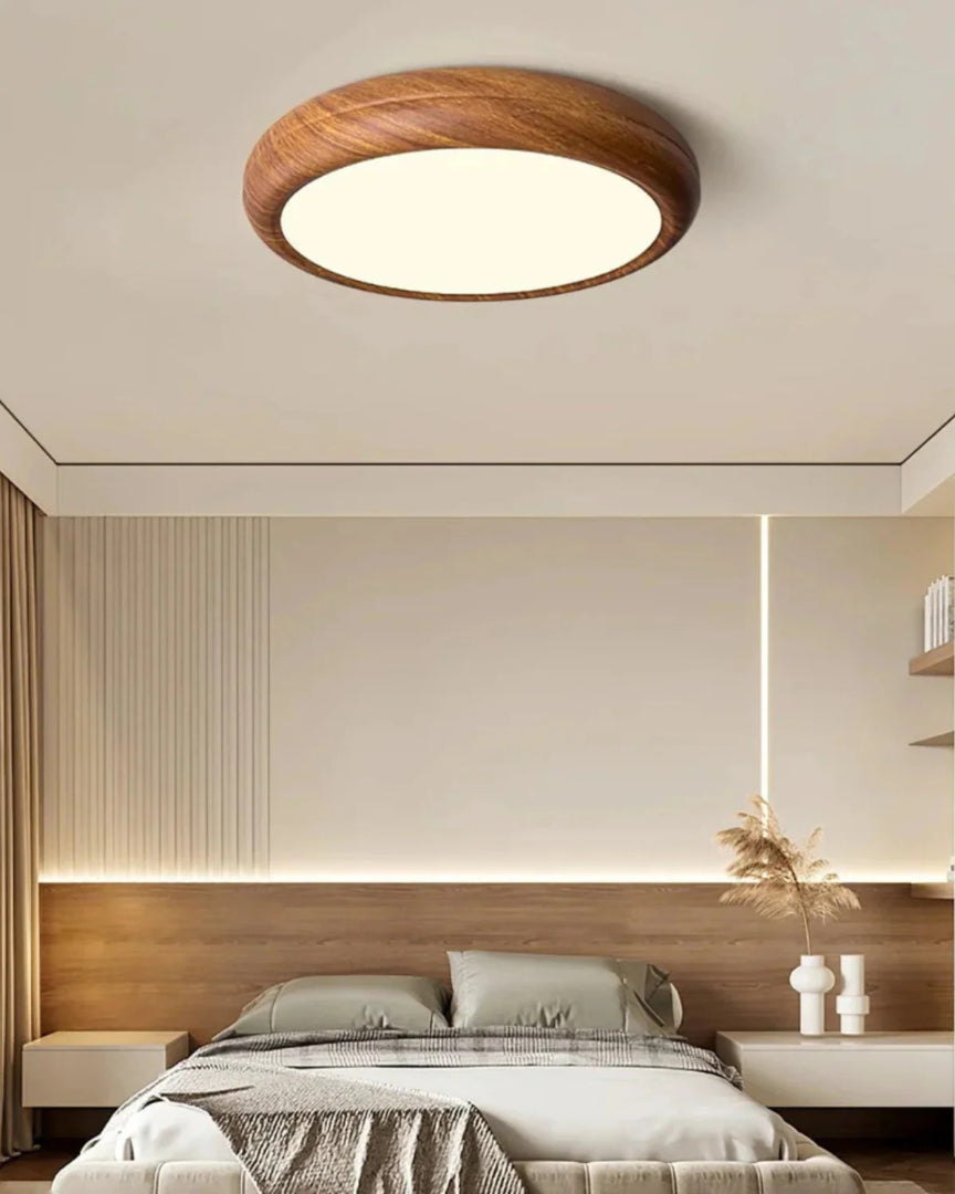 Japandi okrągła drewniana lampa sufitowa – widok produktu 23 | Nuvira Home