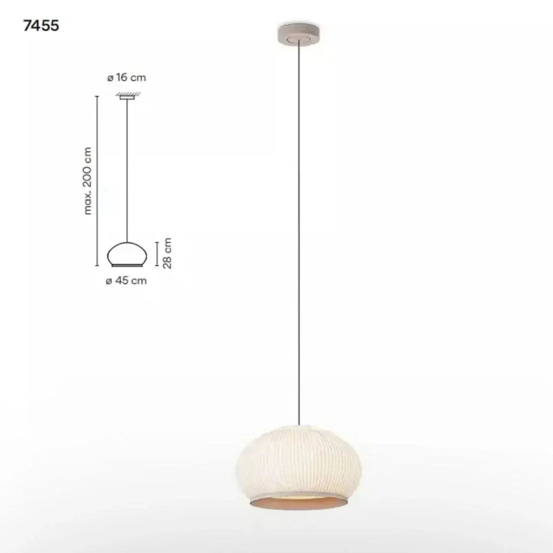 Japandi okrągła lampa wisząca z tkaniny – widok produktu 19 | Nuvira Home