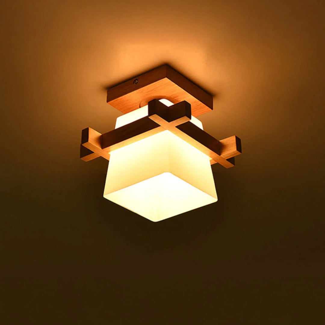 Japońska drewniana lampa sufitowa w minimalistycznym stylu – widok produktu 3 | Nuvira Home