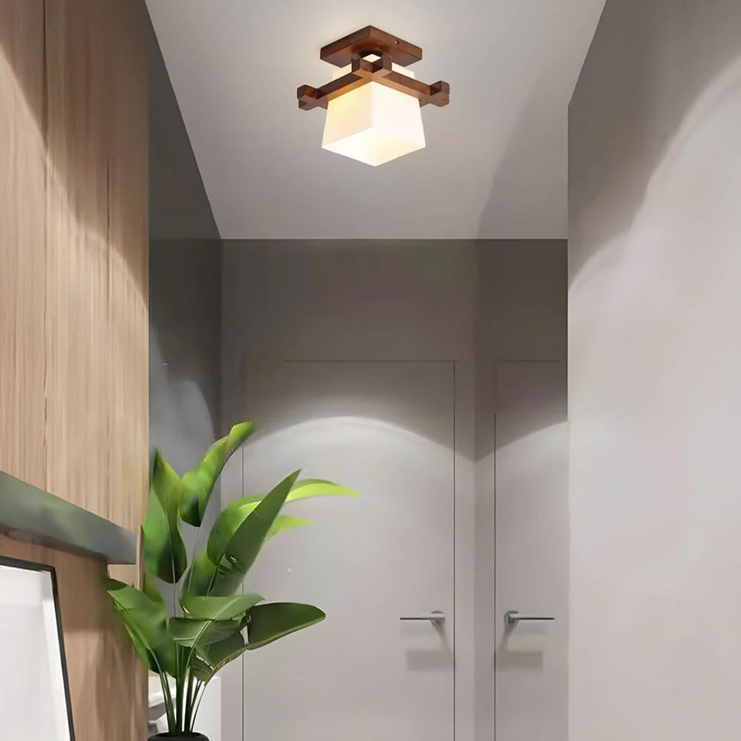 Japońska drewniana lampa sufitowa w minimalistycznym stylu – widok produktu 4 | Nuvira Home