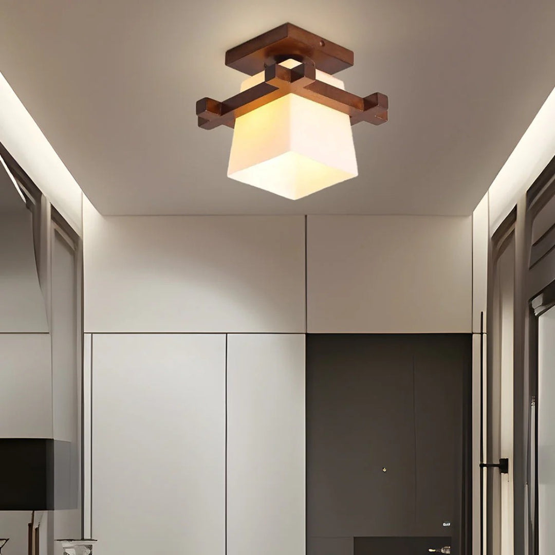 Japońska drewniana lampa sufitowa w minimalistycznym stylu – widok produktu 5 | Nuvira Home