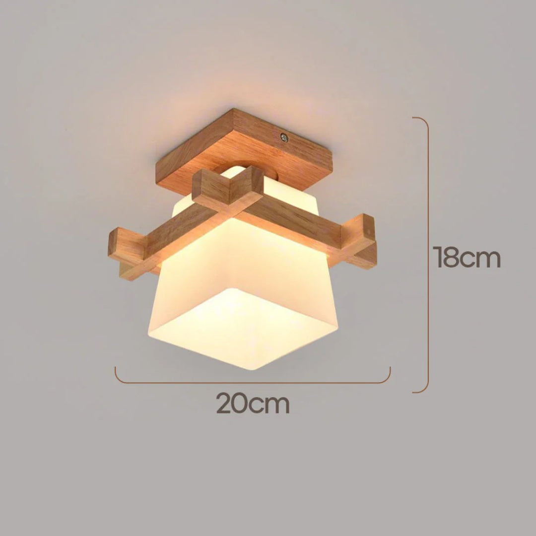 Japońska drewniana lampa sufitowa w minimalistycznym stylu – widok produktu 14 | Nuvira Home