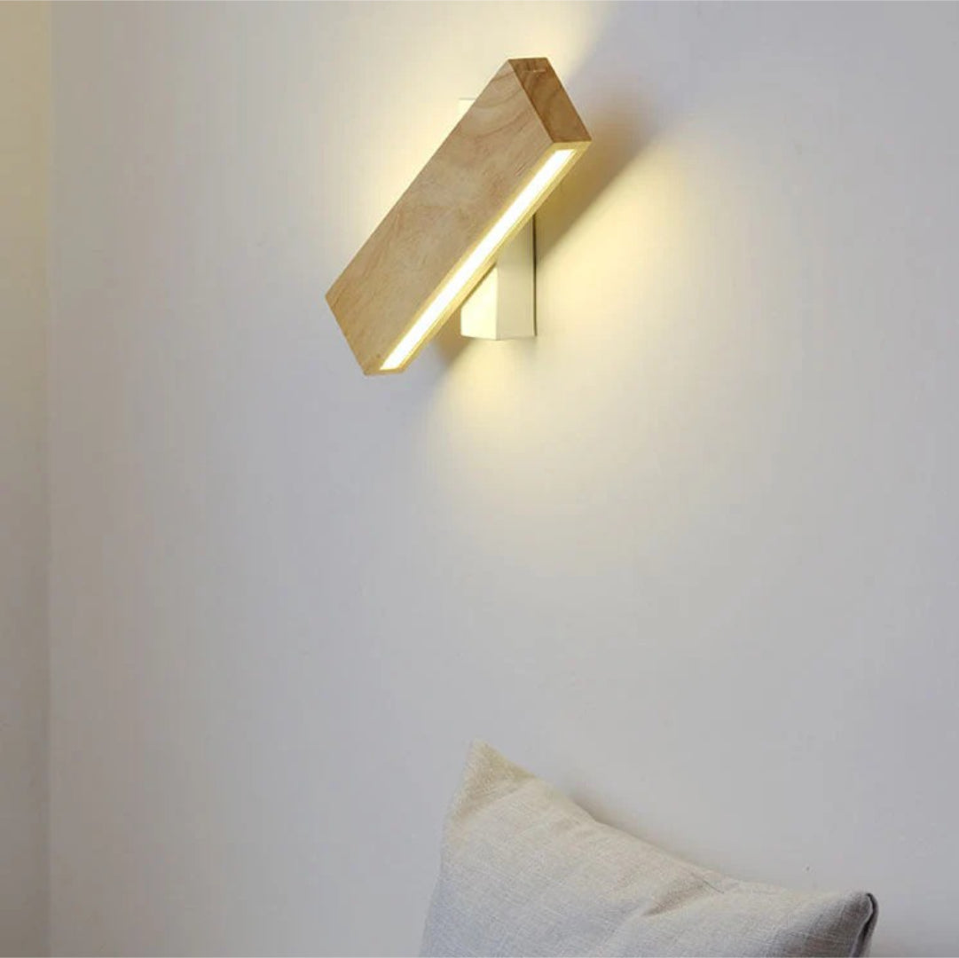 Japońska prostokątna drewniana lampa ścienna – widok produktu 2 | Nuvira Home