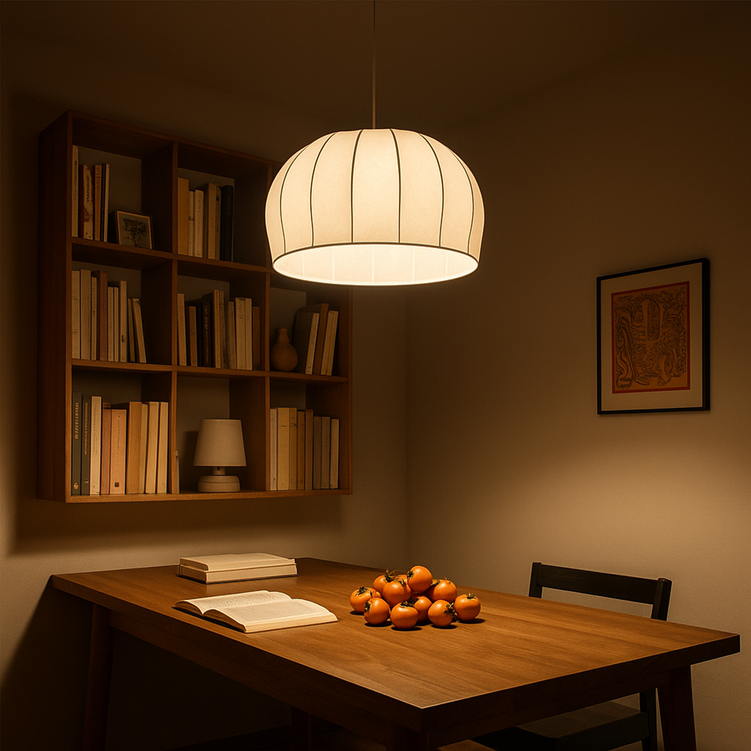 Jedwabna Lampa Wisząca – Salon – widok produktu 1 | Nuvira Home