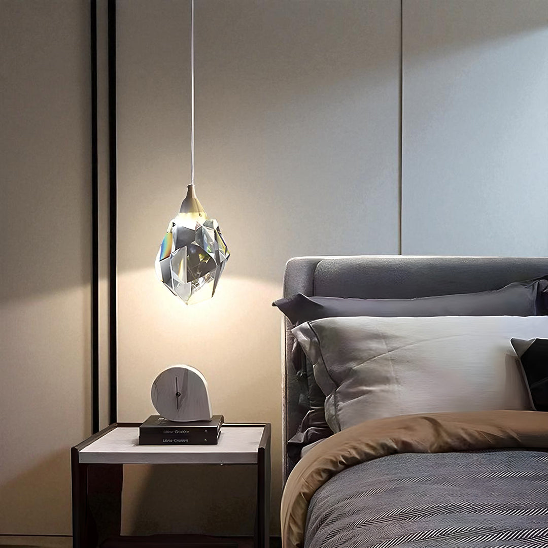 Kryształowo-Żelazna Lampa Wisząca LED – Kryształowo-Metalowa Oprawa Oświetleniowa – widok produktu 1 | Nuvira Home