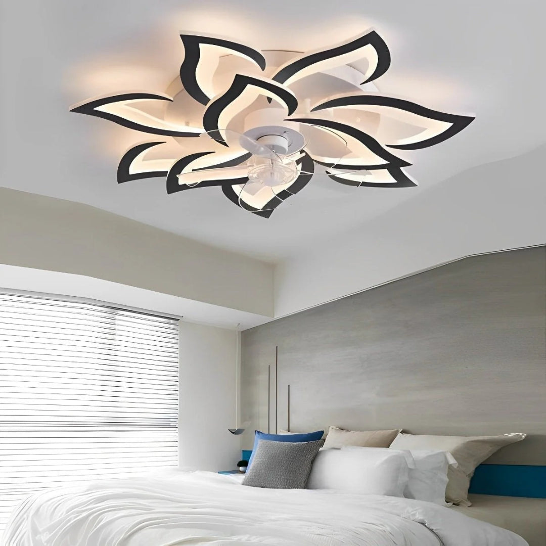 Kwiatowy wentylator sufitowy z lampą LED – widok produktu 4 | Nuvira Home