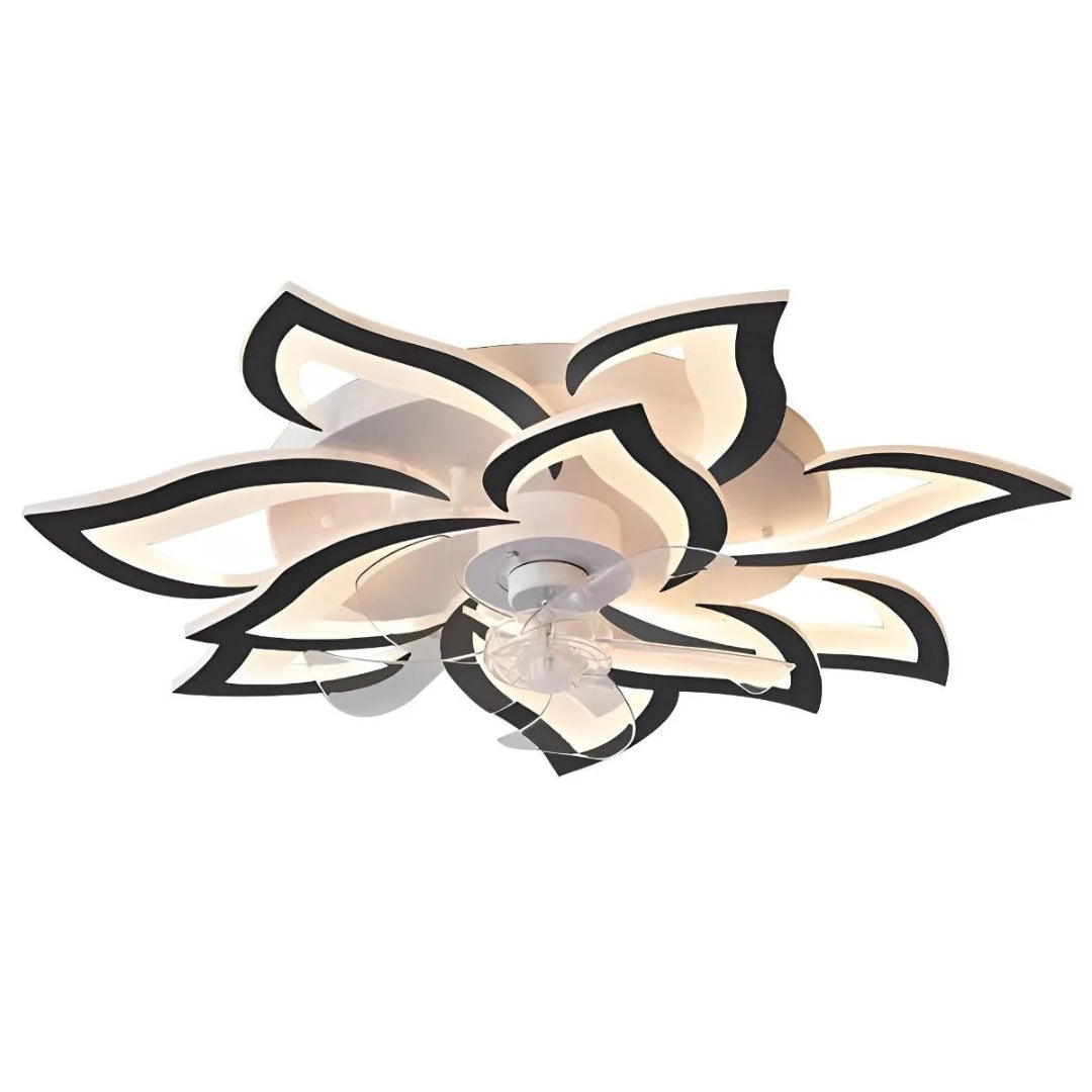 Kwiatowy wentylator sufitowy z lampą LED – widok produktu 13 | Nuvira Home