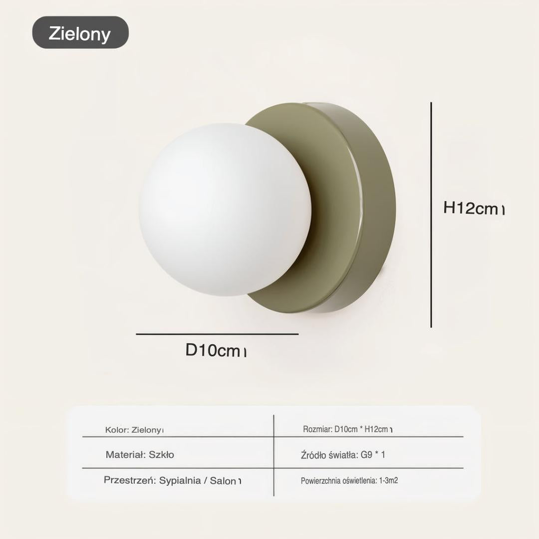 Lampa Ścienna LED – Biała Szklana Kula – widok produktu 11 | Nuvira Home