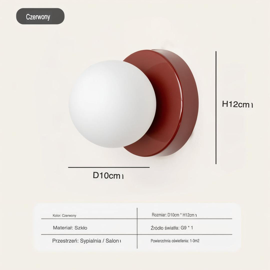 Lampa Ścienna LED – Biała Szklana Kula – widok produktu 14 | Nuvira Home