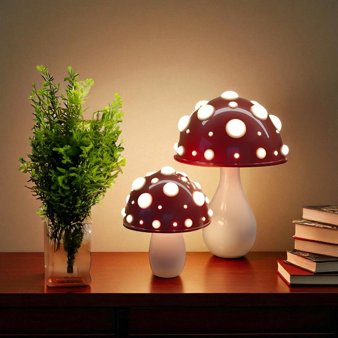 Lampa Stołowa LED Design w Kształcie Grzyba Aluminium i Szkło Akrylowe – Ściemniana – widok produktu 2 | Nuvira Home