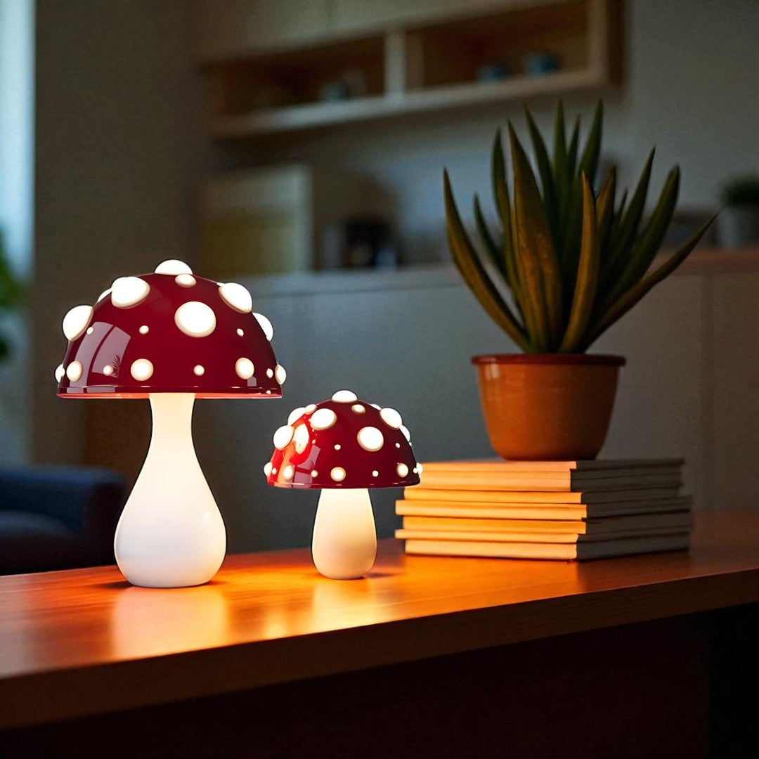 Lampa Stołowa LED Design w Kształcie Grzyba Aluminium i Szkło Akrylowe – Ściemniana – widok produktu 5 | Nuvira Home