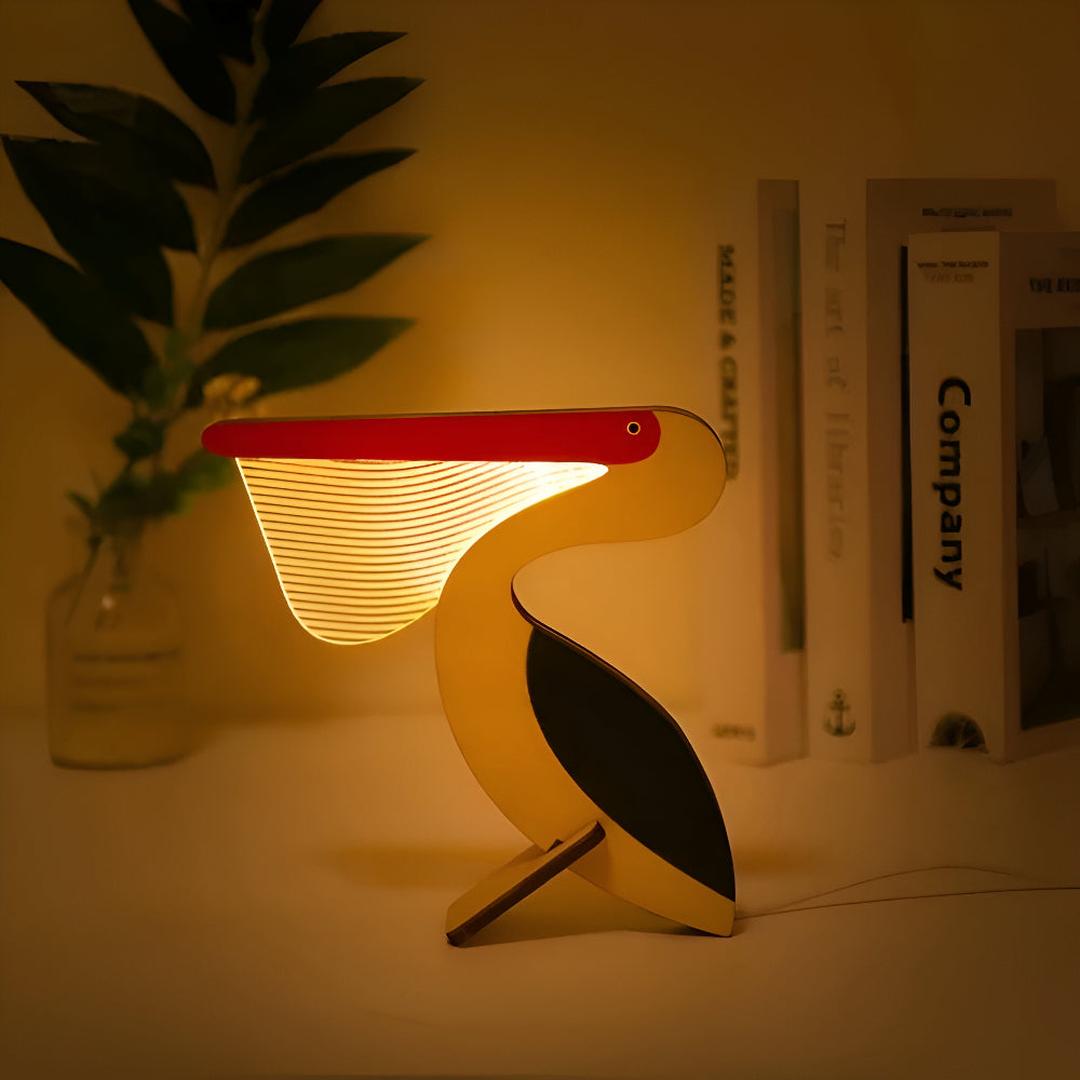 Lampa Stołowa LED – Drewno i Akryl Design Zwierzęcy – widok produktu 2 | Nuvira Home