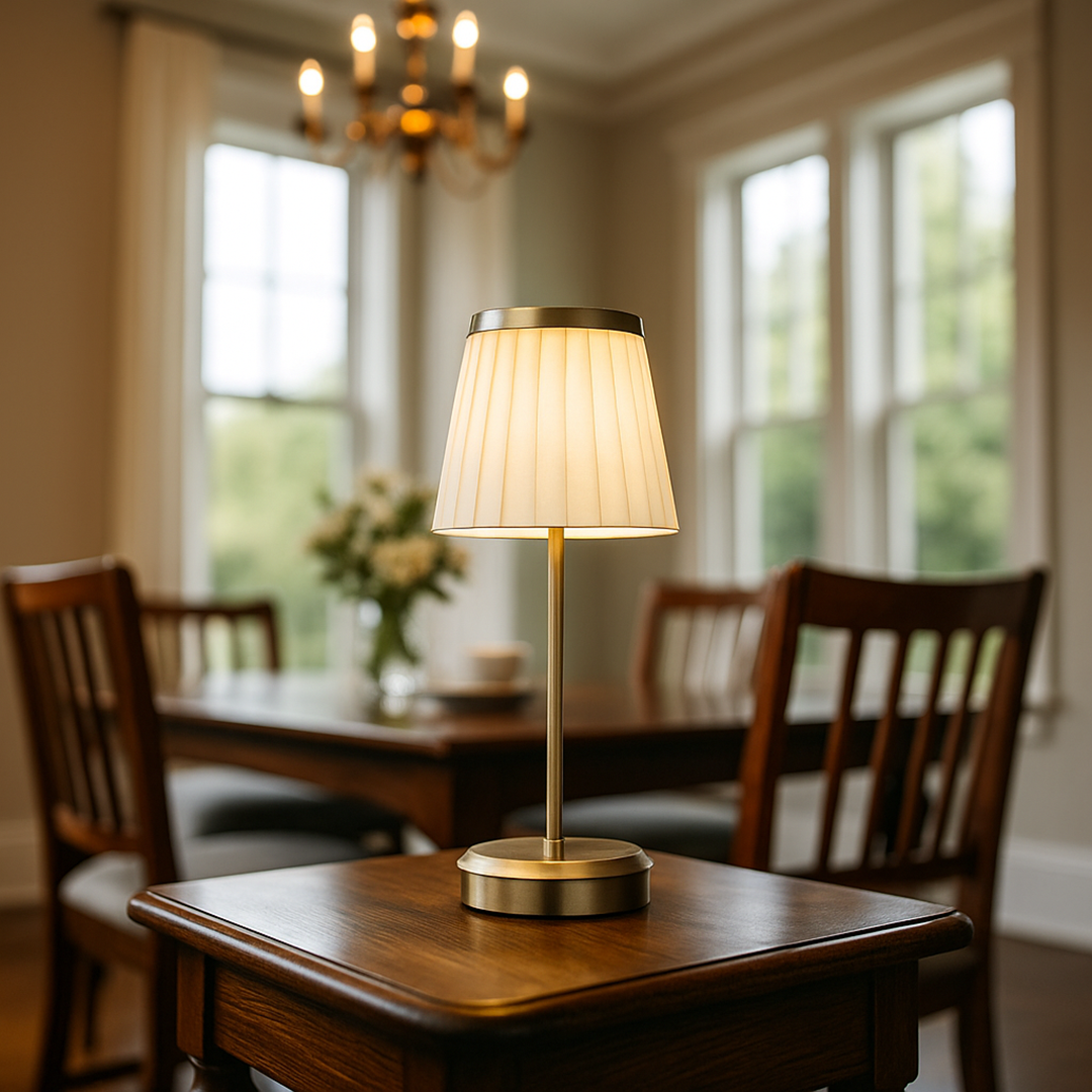 Lampa stołowa z materiałowym abażurem – Idealna do czytania – widok produktu 6 | Nuvira Home