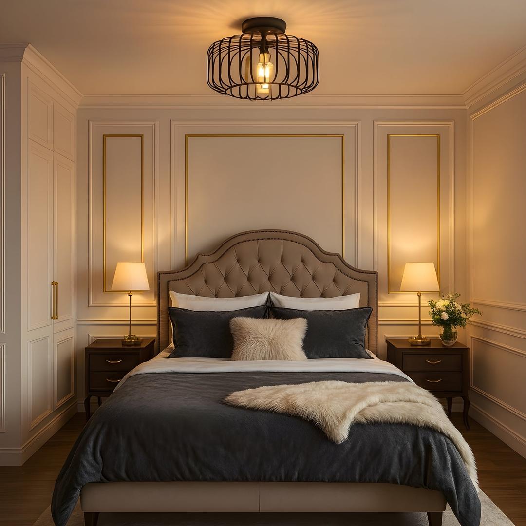 Lampa Sufitowa W Stylu Klatki – Czarna – widok produktu 3 | Nuvira Home