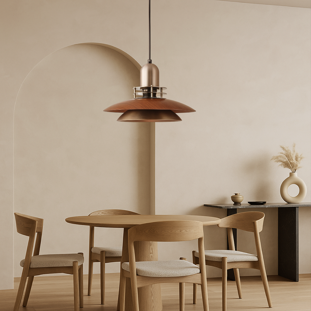 Lampa Wisząca z Orzecha – Warstwowy Design do Ciepłych Wnętrz – widok produktu 2 | Nuvira Home