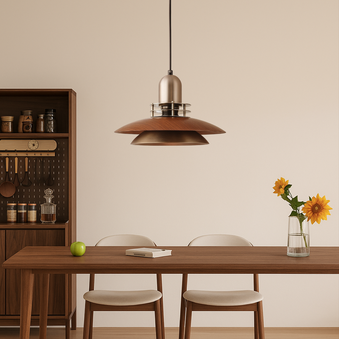 Lampa Wisząca z Orzecha – Warstwowy Design do Ciepłych Wnętrz – widok produktu 3 | Nuvira Home