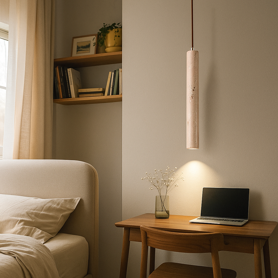 Lampa Wisząca Z Trawertynu – Regulowany Przewód – widok produktu 3 | Nuvira Home