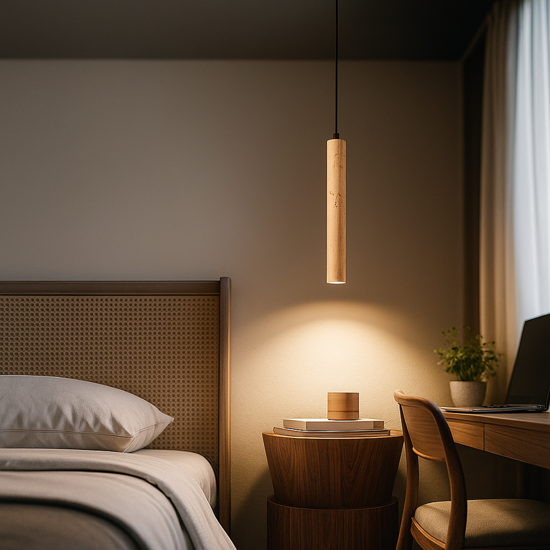 Lampa Wisząca Z Trawertynu – Regulowany Przewód – widok produktu 7 | Nuvira Home