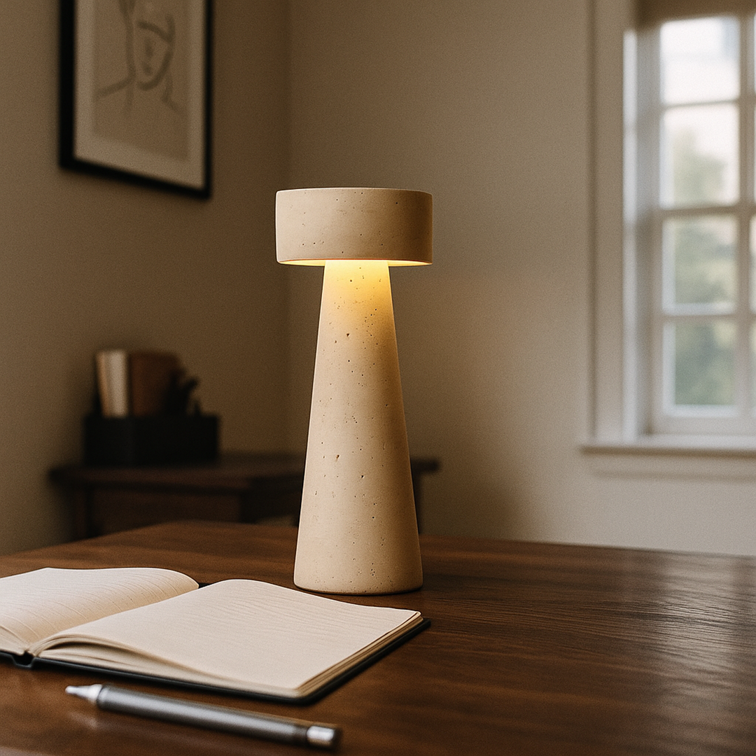 Lampka Stołowa Z Trawertynu – Stylowa – widok produktu 1 | Nuvira Home