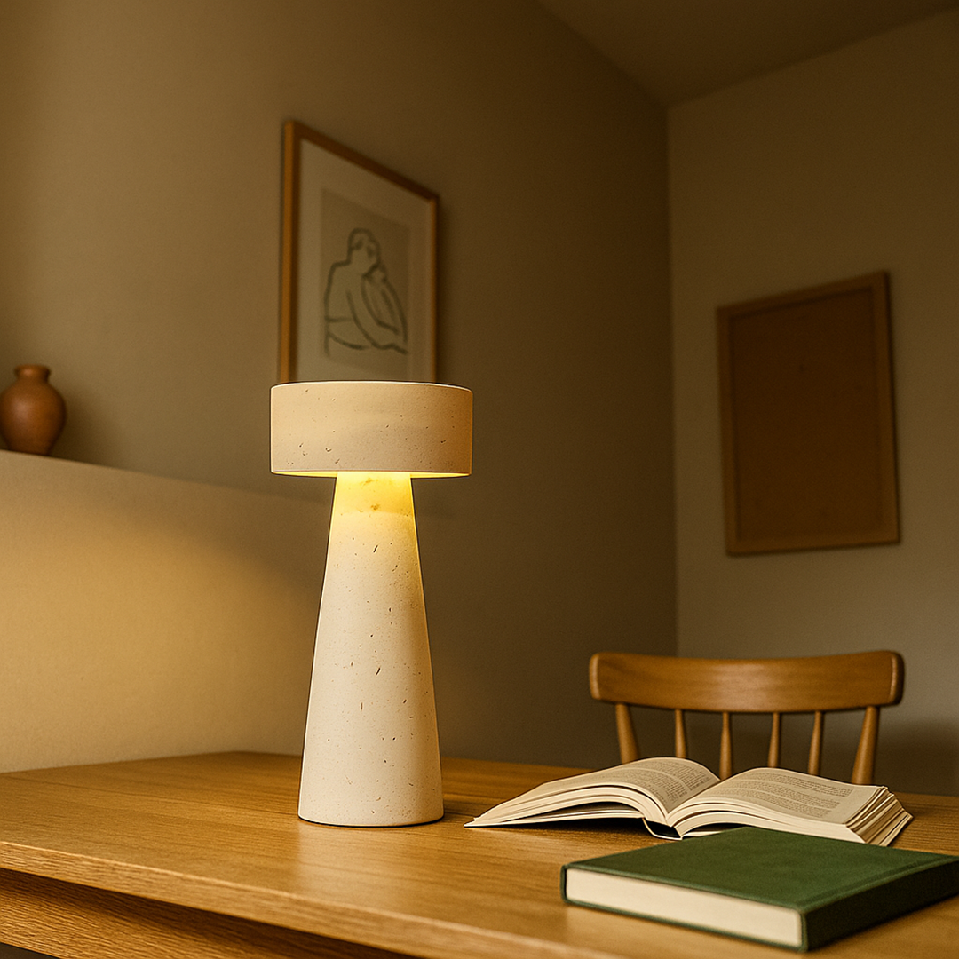 Lampka Stołowa Z Trawertynu – Stylowa – widok produktu 2 | Nuvira Home