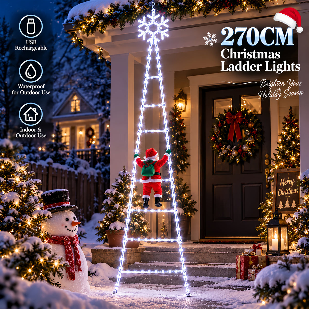 Lampki Świąteczne Drabina z Mikołajem 270 cm – widok produktu 8 | Nuvira Home