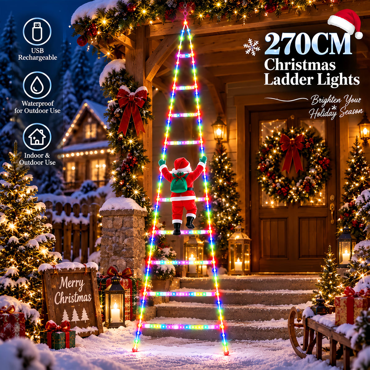 Lampki Świąteczne Drabina z Mikołajem 270 cm – widok produktu 9 | Nuvira Home