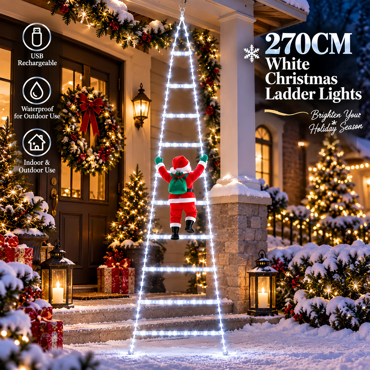 Lampki Świąteczne Drabina z Mikołajem 270 cm – widok produktu 11 | Nuvira Home