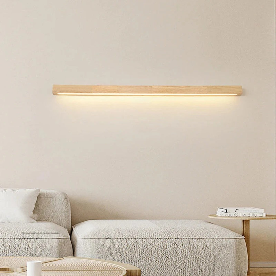 Liniowa drewniana lampa ścienna – widok produktu 9 | Nuvira Home