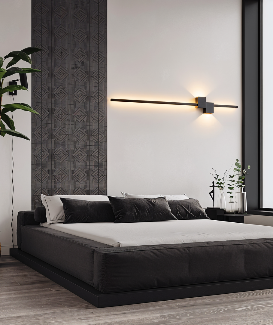 Liniowa Lampa Ścienna LED – Czarny Design – widok produktu 10 | Nuvira Home