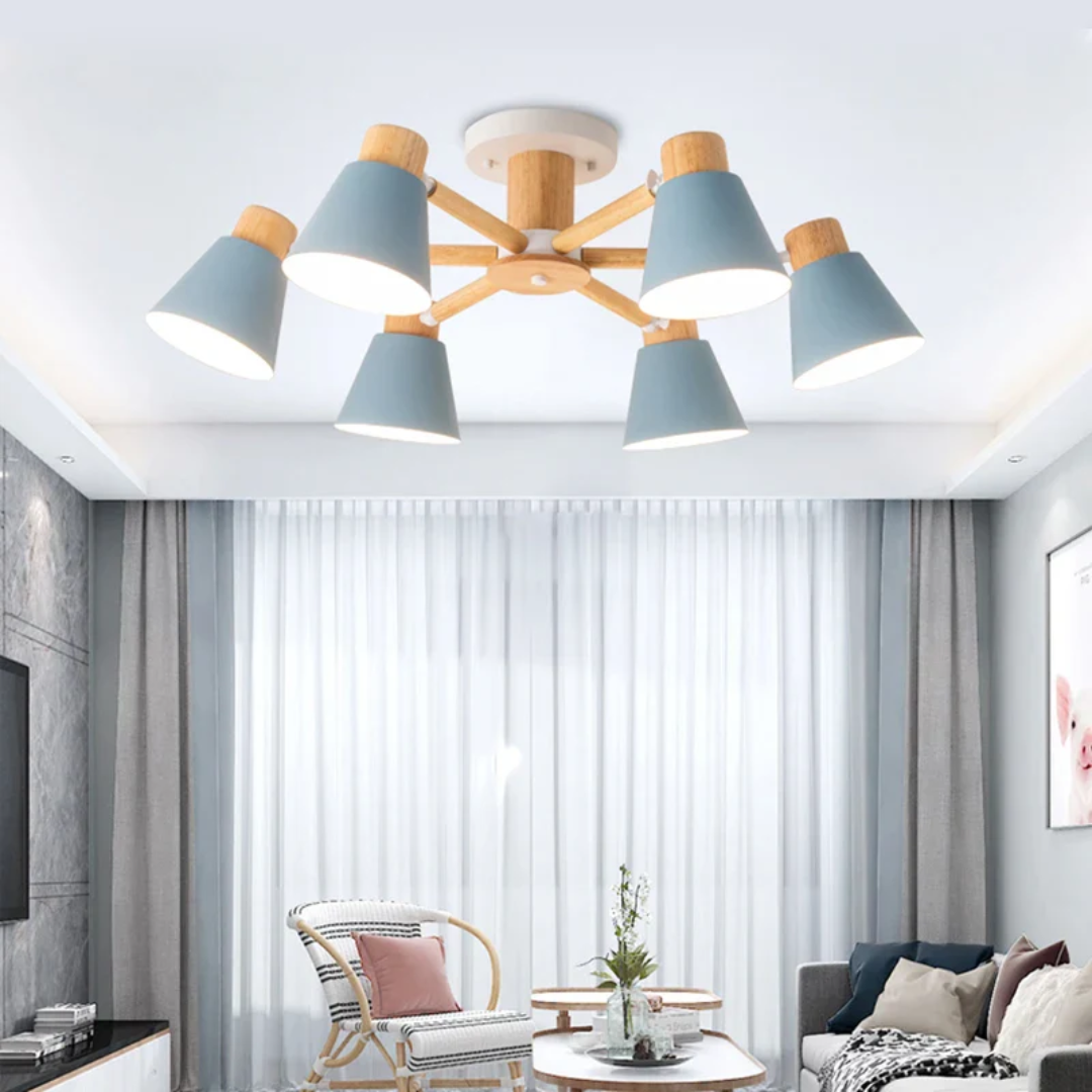 Luksusowa Lampa Sufitowa LED z Drewnianą Ramą – Designerski Styl – widok produktu 1 | Nuvira Home