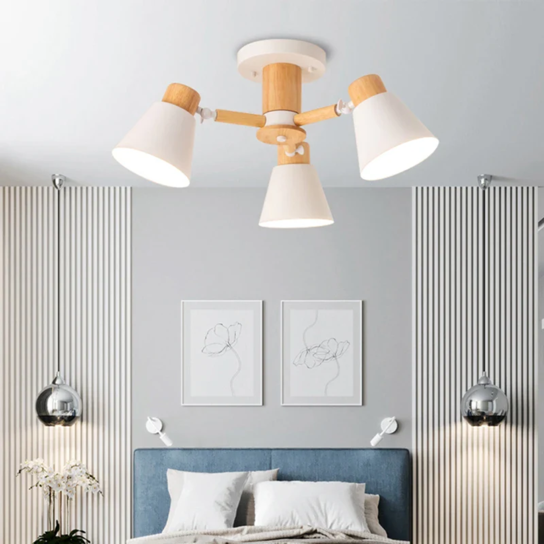 Luksusowa Lampa Sufitowa LED z Drewnianą Ramą – Designerski Styl – widok produktu 2 | Nuvira Home
