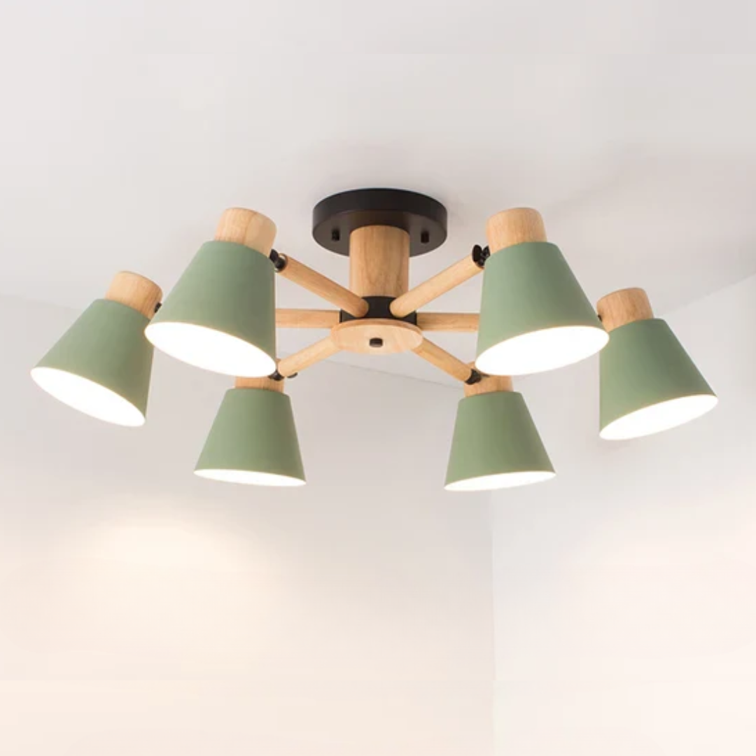 Luksusowa Lampa Sufitowa LED z Drewnianą Ramą – Designerski Styl – widok produktu 5 | Nuvira Home