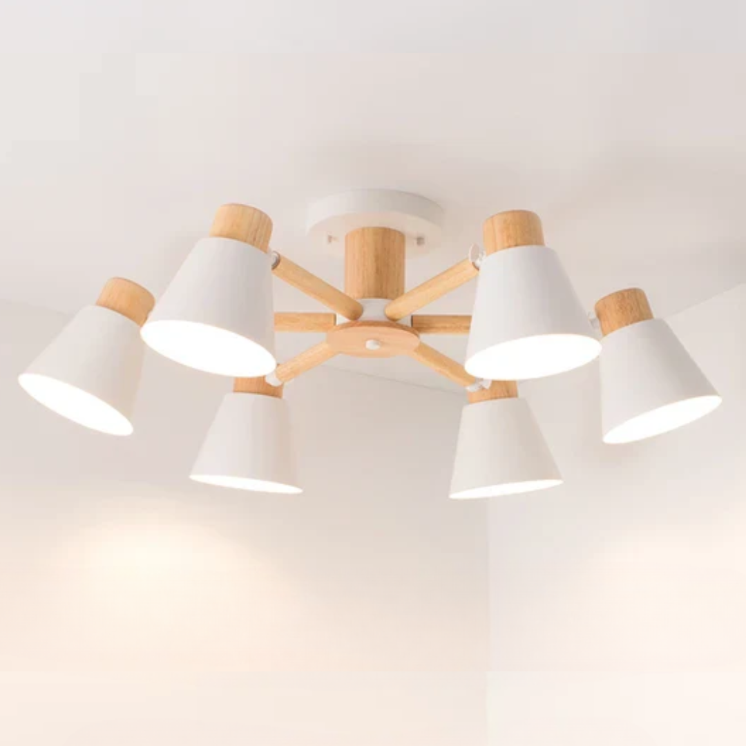 Luksusowa Lampa Sufitowa LED z Drewnianą Ramą – Designerski Styl – widok produktu 6 | Nuvira Home
