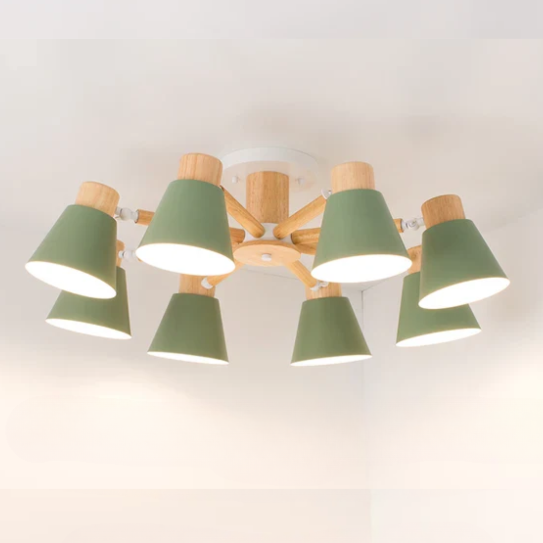 Luksusowa Lampa Sufitowa LED z Drewnianą Ramą – Designerski Styl – widok produktu 10 | Nuvira Home