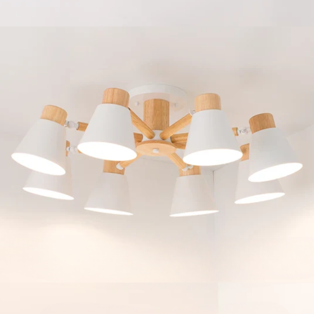 Luksusowa Lampa Sufitowa LED z Drewnianą Ramą – Designerski Styl – widok produktu 11 | Nuvira Home