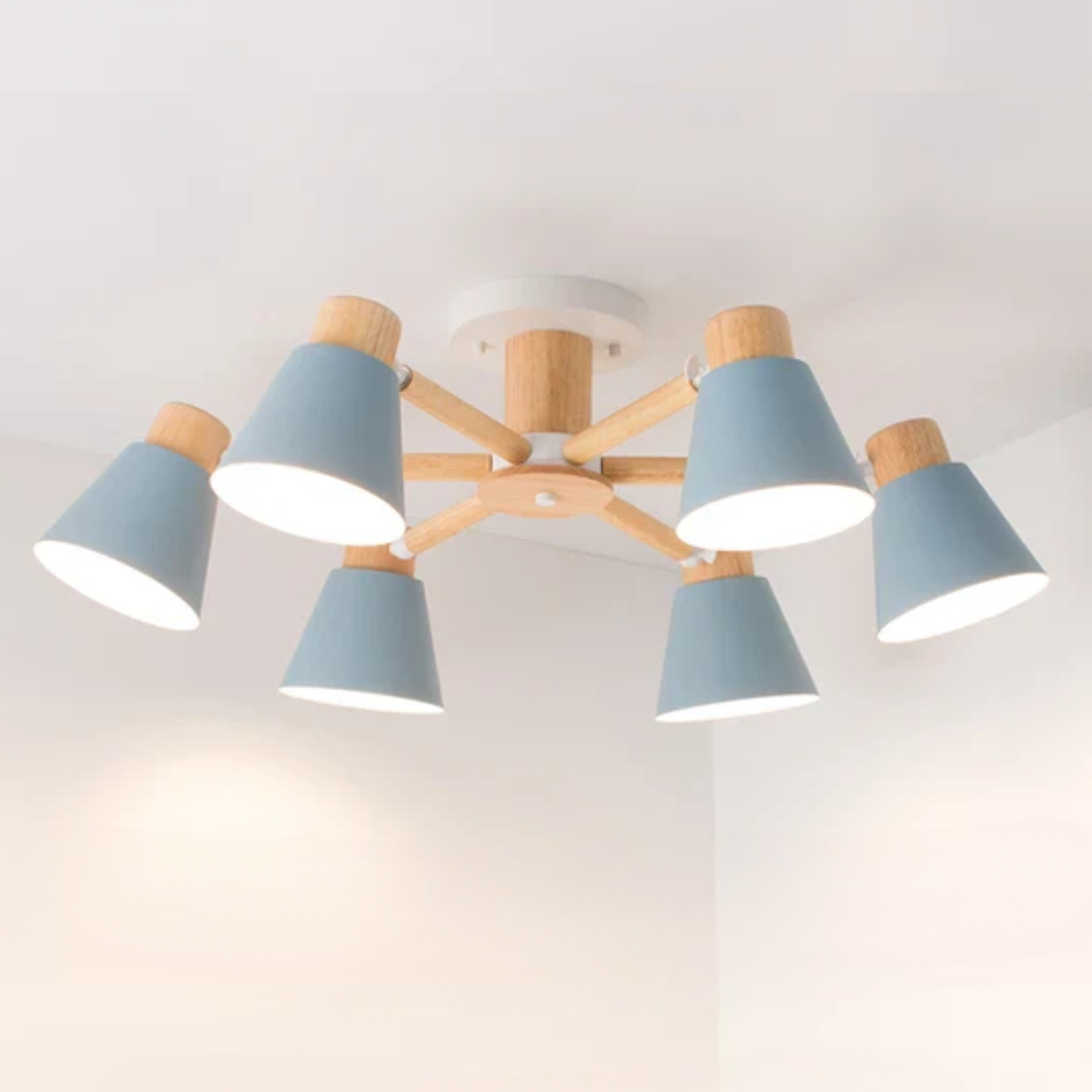 Luksusowa Lampa Sufitowa LED z Drewnianą Ramą – Designerski Styl – widok produktu 12 | Nuvira Home