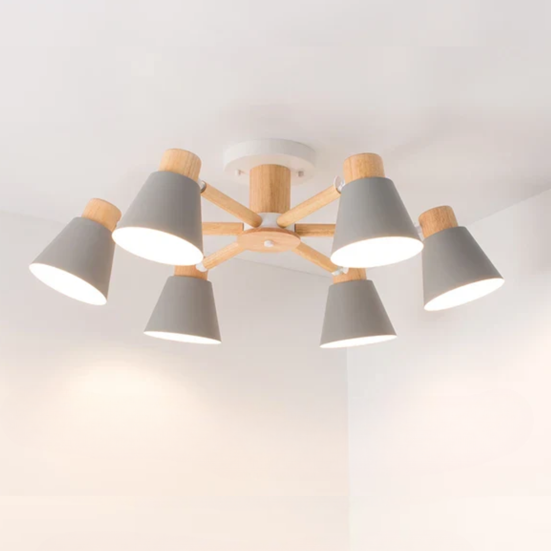Luksusowa Lampa Sufitowa LED z Drewnianą Ramą – Designerski Styl – widok produktu 14 | Nuvira Home
