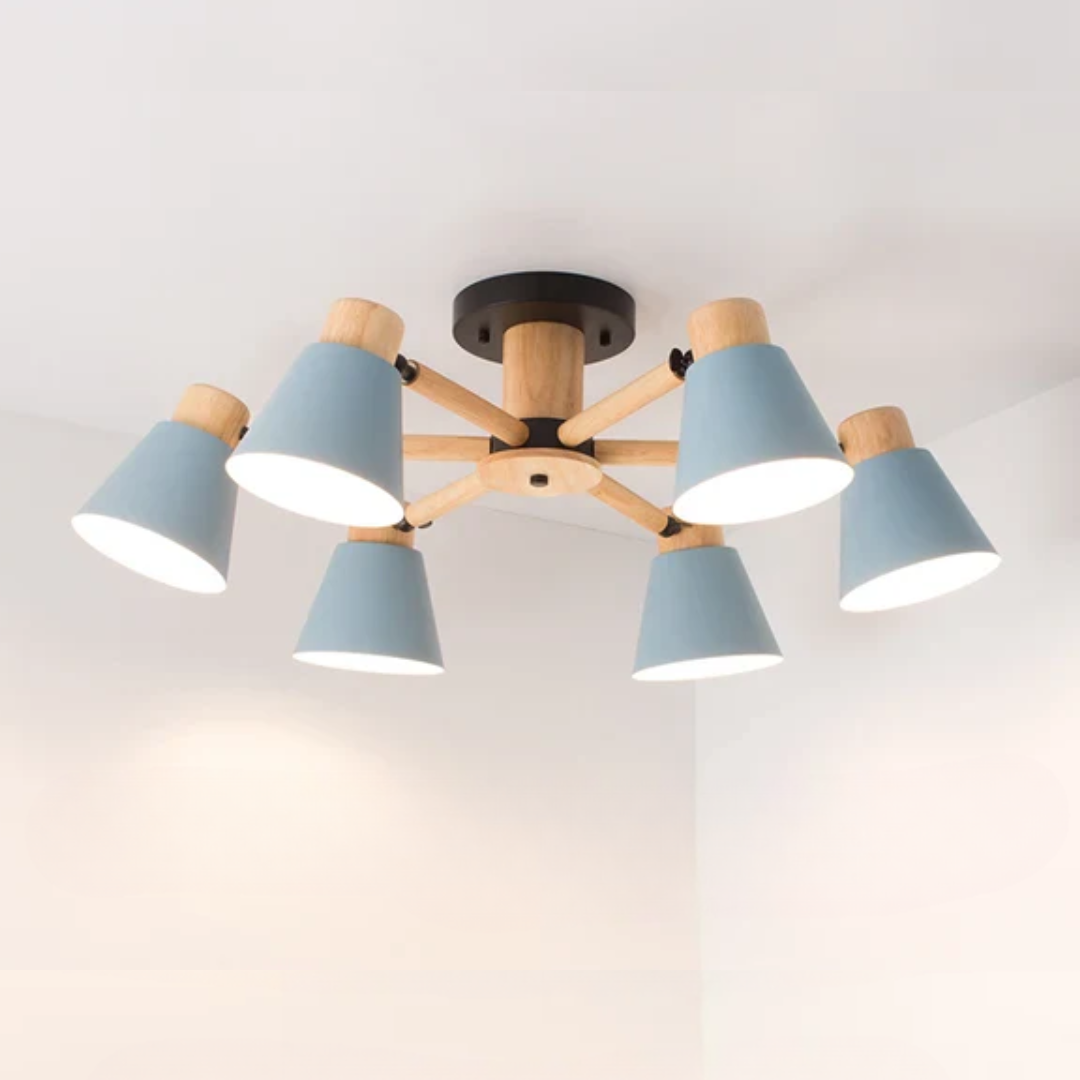Luksusowa Lampa Sufitowa LED z Drewnianą Ramą – Designerski Styl – widok produktu 15 | Nuvira Home