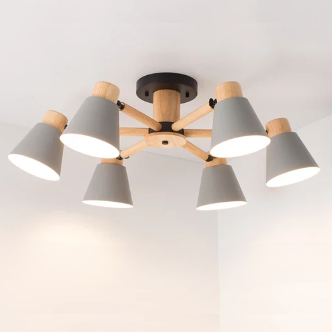 Luksusowa Lampa Sufitowa LED z Drewnianą Ramą – Designerski Styl – widok produktu 16 | Nuvira Home