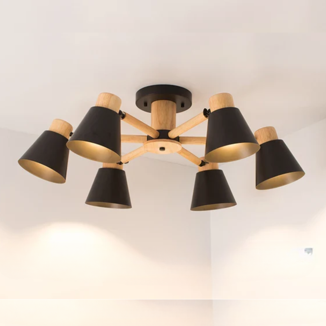 Luksusowa Lampa Sufitowa LED z Drewnianą Ramą – Designerski Styl – widok produktu 17 | Nuvira Home