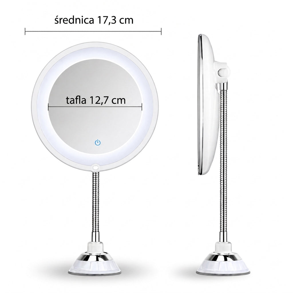 Wymiary lustra łazienkowego LED, średnica 17,3 cm